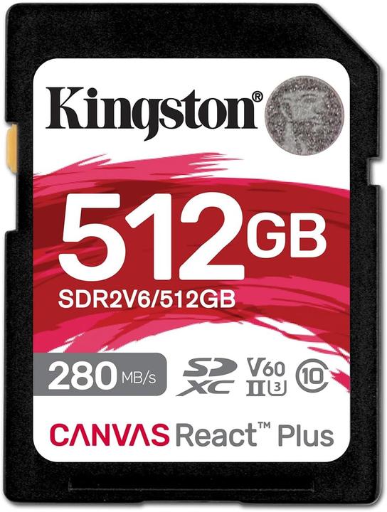 Image du produit Kingston Canvas React Plus V60 (512 Go, SDXC, U3, UHS-II)