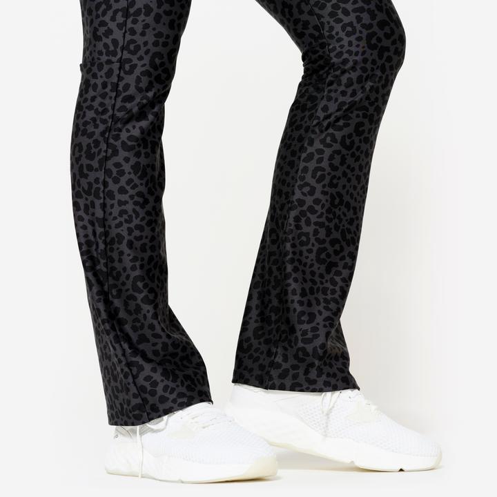 Produktbild Domyos Leggings Damen gerader Beinabschluss - Leoparden-Print dunkelgrau (L)