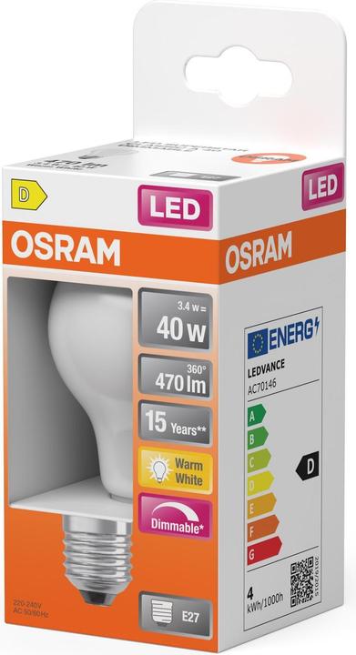 Image du produit Osram OSR LED A 5W E27 matt 470LMdim (E27, 470 lm, 6x)