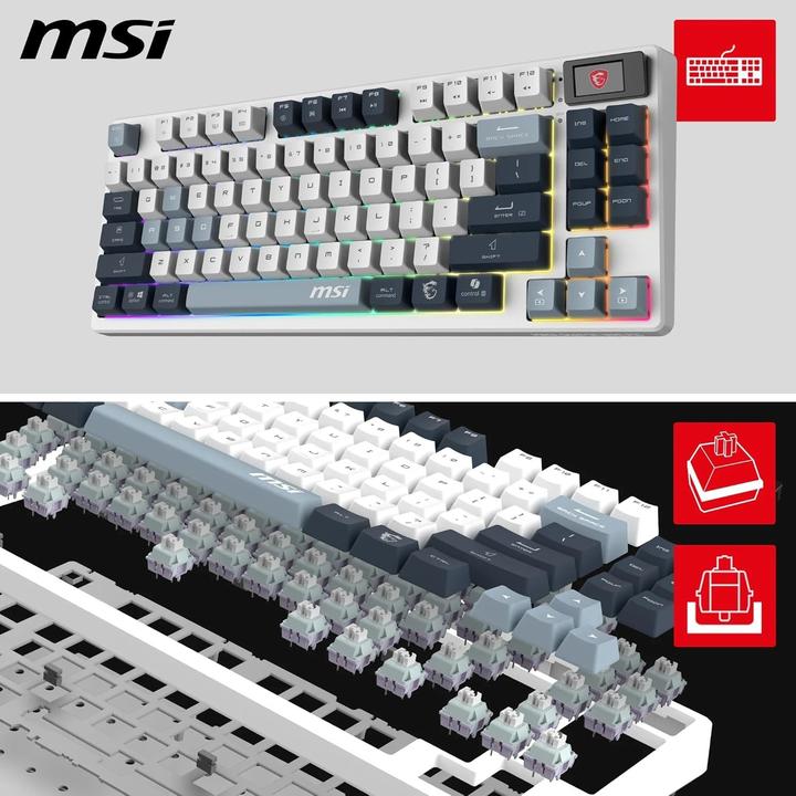 Actual product image MSI FORGE GK600 TKL W SKY FR (FR, Cable, Wireless)