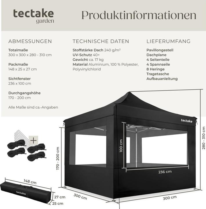 Actual product image tectake Garden pavilion (300 cm, 300 cm)