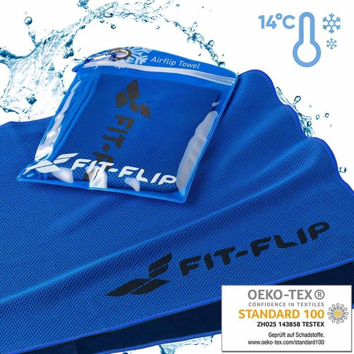 Actual product image Fit-Flip Airflip Towel Kühlhandtuch Mikrofaser mit Tasche 100x30cm