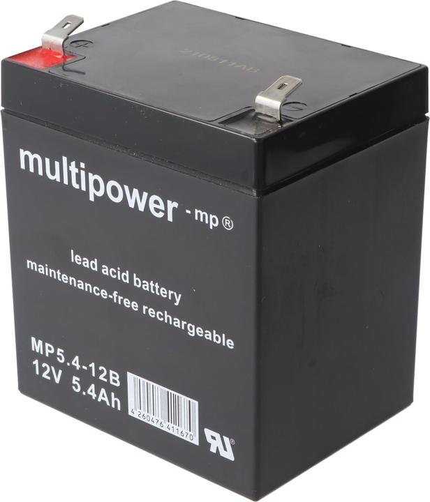 Multipower MP5.4-12B 12V 5,4Ah 6,3mm Faston Lead Battery AGM Lead Gel Battery (12 V, 5.40 Ah)