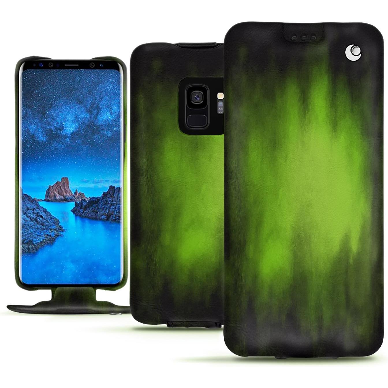 Noreve Lederschutzhülle vertikal (Samsung Galaxy S9), Smartphone Hülle, Grün