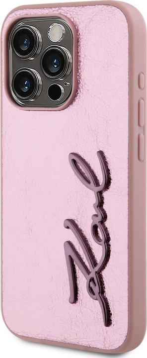 Produktbild Karl Lagerfeld Wrinkled PU Signature Logo Case for iPhone 15 Pro Pink (Apple iPhone 15 Pro)