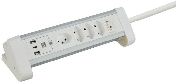 Schönenberger ALU table socket strip white (7x, Type 13, 2 m)