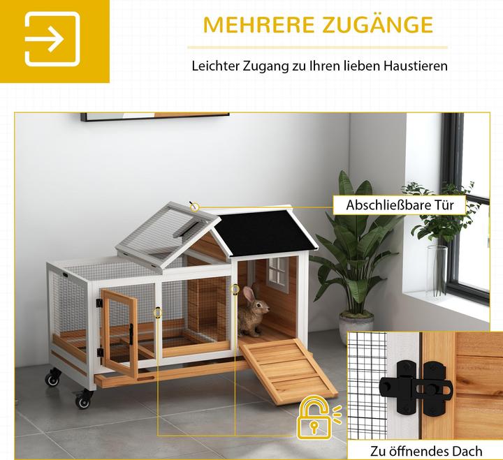 Produktbild PawHut Zwergkaninchenstall Tannenholz, Stahl Gelb