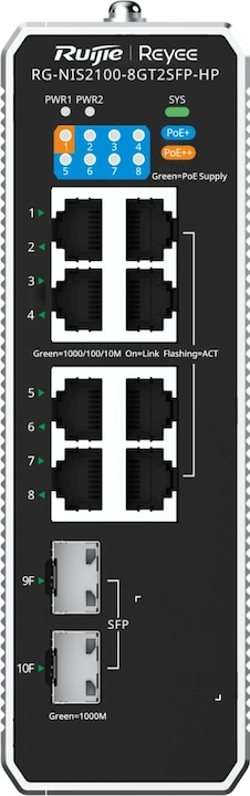 Produktbild Ruijie Reyee RG-NIS2100-8GT2SFP-HP Industrial switch (8 Ports)
