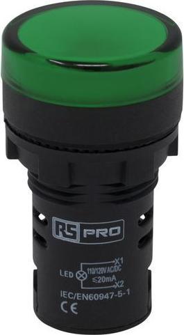 Produktbild RS PRO Kontrollleuchtenanzeige LED grün 110V