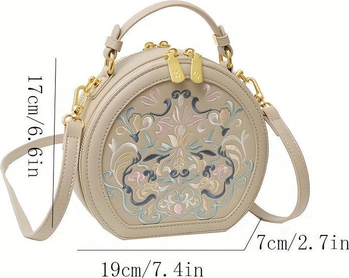 Actual product image Only-Bags.Store Elegant shoulder bag embroidered with flowers - Chic faux leather shoulder bag with gold-coloured