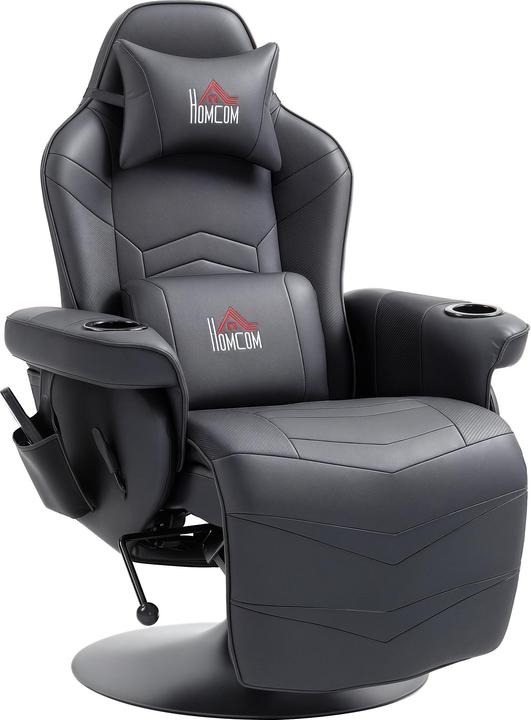 Homcom Relaxsessel mit Massagefunktion Kunstleder, Stahl Schwarz