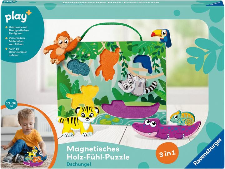 Productafbeelding Ravensburger Magnetisches Holz-Fühl-Puzzle: Dschungel (6 onderdelen)