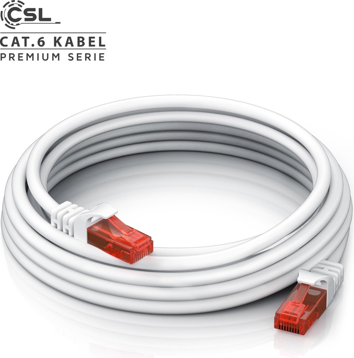 Image du produit CSL CAT.6 network cable - Ethernet Gigabit Lan cable RJ45 - patch cable - comp. CAT.5 CAT.6 CAT.7 CAT.8 (UTP, CAT6, 1 m)