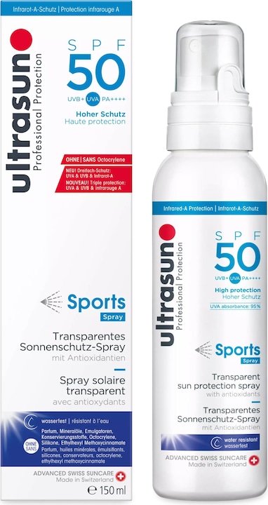 Immagine prodotto Ultrasun Spray per lo sport (Spray solare, SPF 50, 150 ml, 182 g)