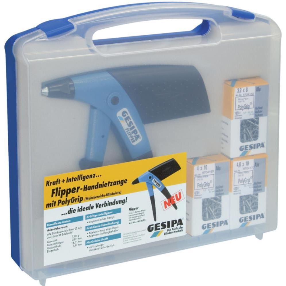 Gesipa, Pinza, Pinza rivettatrice a mano in scatola con 3 misure Poly-Gr