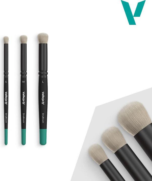 Vallejo Brush Set / Dry Brush - Dry Brush Set - Natural Hair (S, M & L)