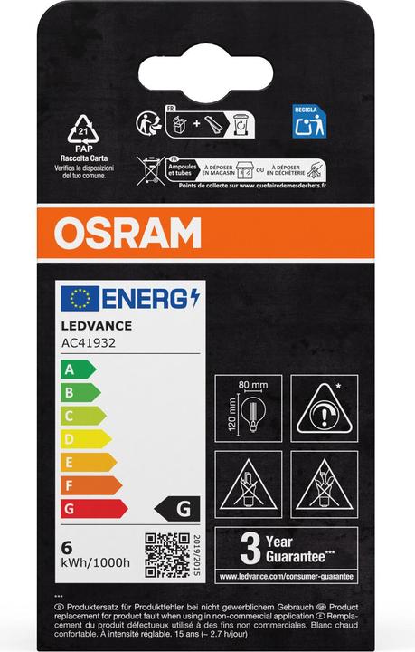 Produktbild Ledvance LED-Vintage-Lampe (E27, 470 lm, 4 x)