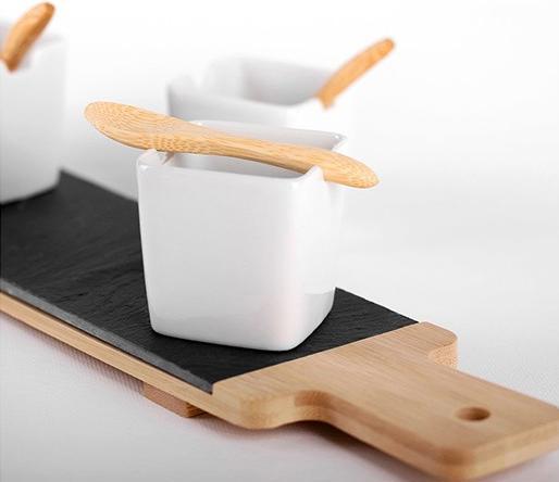 Produktbild Bekos Apero Set aus Bambus / Schiefer / Porzellan, 9-teilig