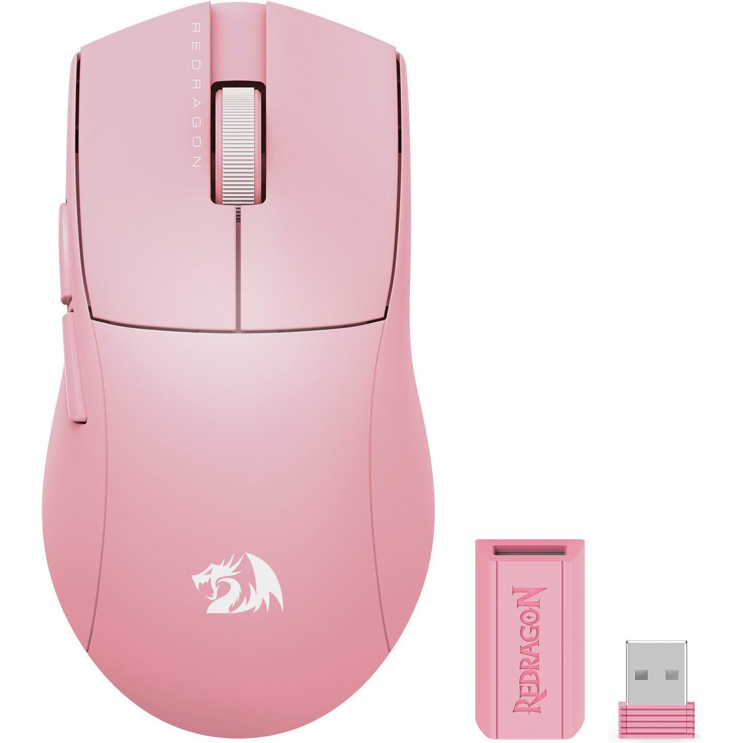Redragon K1NG M916P-LIT-1K różowy bezprzewodowy (Cablato, Senza fili), Mouse, Rosa
