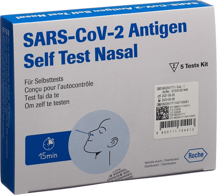 Actual product image Roche SARS CoV-2 Antigen Patient Nasal (5 x)