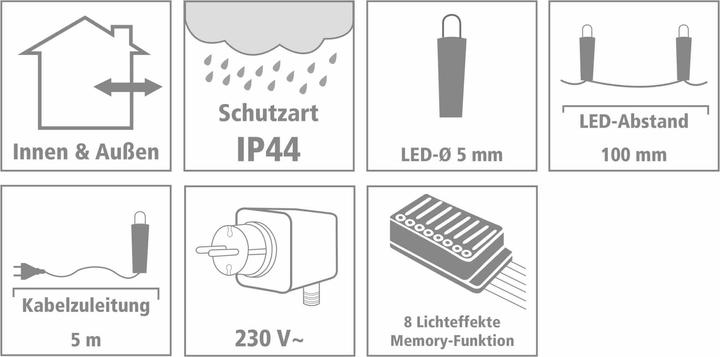 Actual product image Mondex ŁAŃCUCH LED 120L WARM WHITE ZEWNĘTRZNE 9m +8funkcji (13 m)