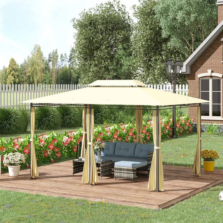 Produktbild Outsunny Gartenpavillon mit Doppeldach und Seitenteilen (400 cm, 300 cm)