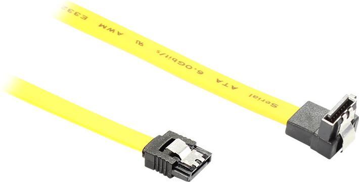 Produktbild Good Connections SATA 6 Gb/s Anschlusskabel mit Metallclip, gewinkelt, 0,50m, gelb, ®
