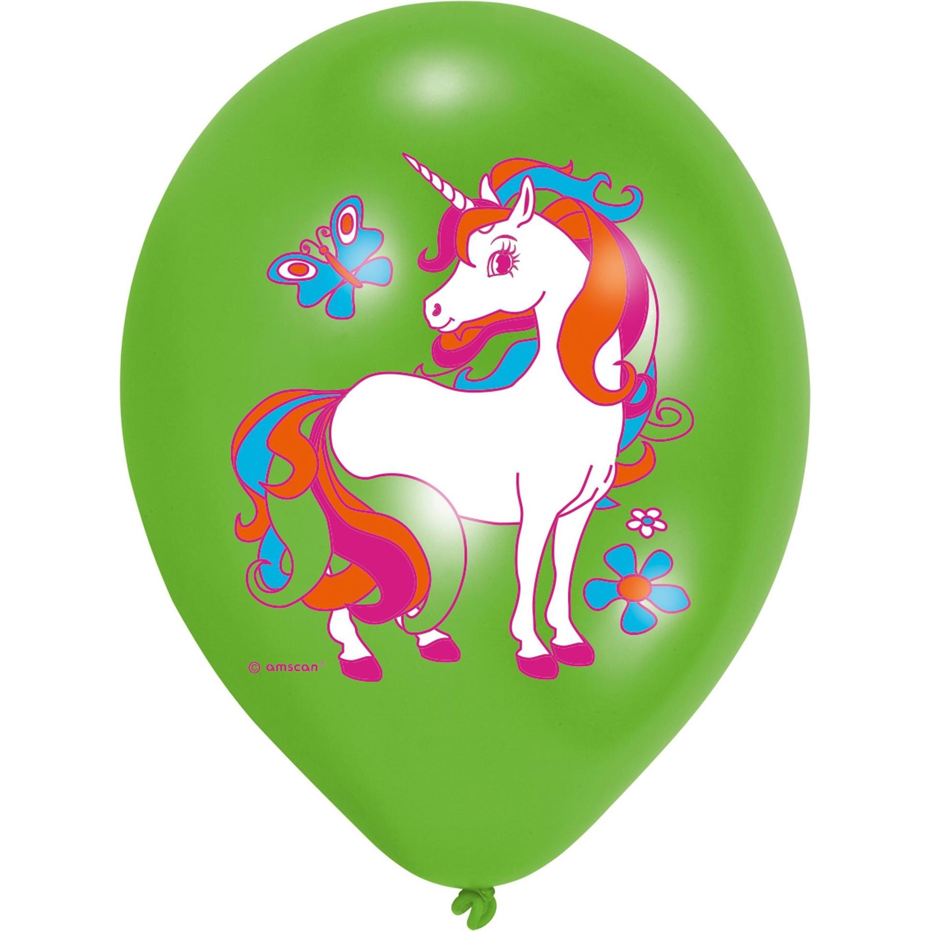 Thumbnail - Neutral Latexballons Einhorn 6 Stk. 9902173 pink, grün 27.5cm