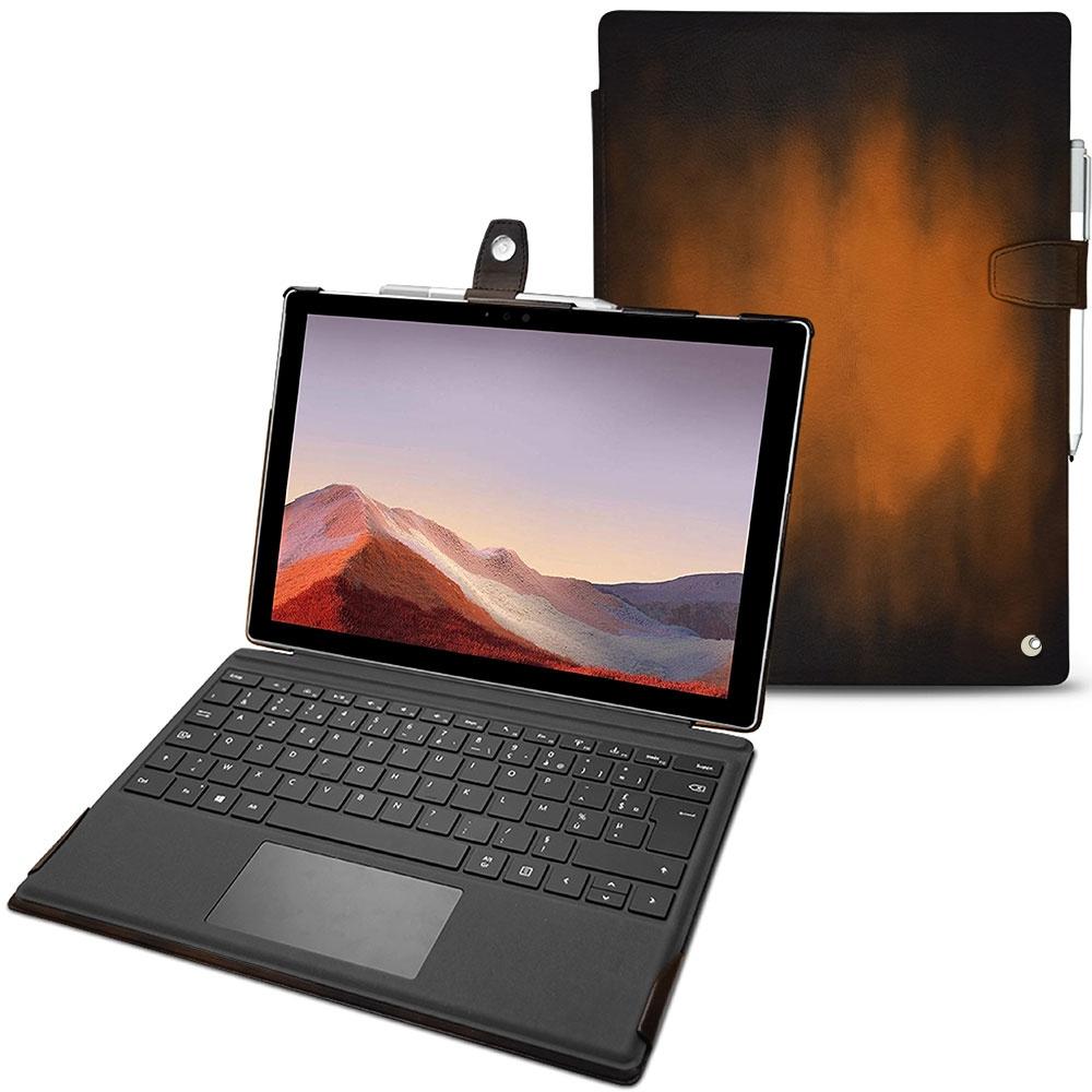 Noreve Lederschutzhülle (Microsoft Surface Pro 7), Tablet Hülle, Braun