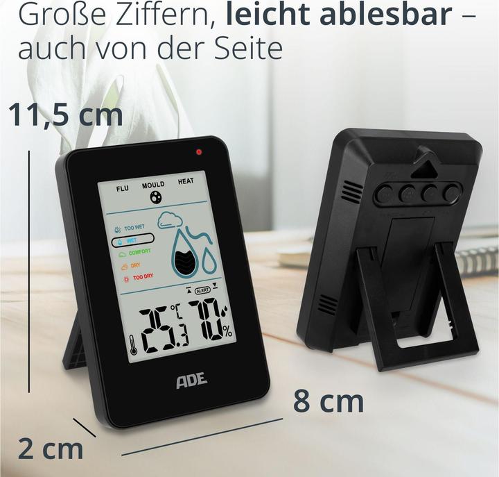 Produktbild ADE Thermo-/Hygrometer digital Schwarz, Funktionen