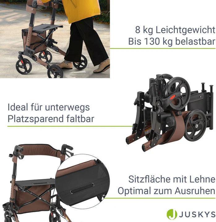 Immagine prodotto Juskys Rollator pieghevole Vital con seggiolino e borsa per la spesa