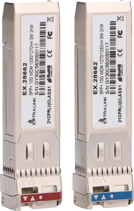 Actual product image Extralink SFP+ 10G | SFP+ WDM module | 10 Gbps 1270/1330nm, singlemode, 2km, pair