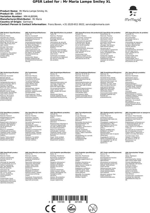 Image du produit Mr Maria Lampe Smiley XL