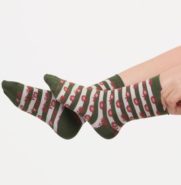 Immagine prodotto Ulla Popken Calzini in confezione da tre con fiorellini e orli arrotolati (confezione da 3, 50/56)