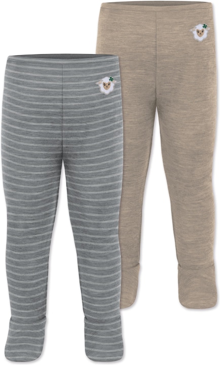 Normani 2er Pack Baby Merino Unterhose mit Füssen - 9539