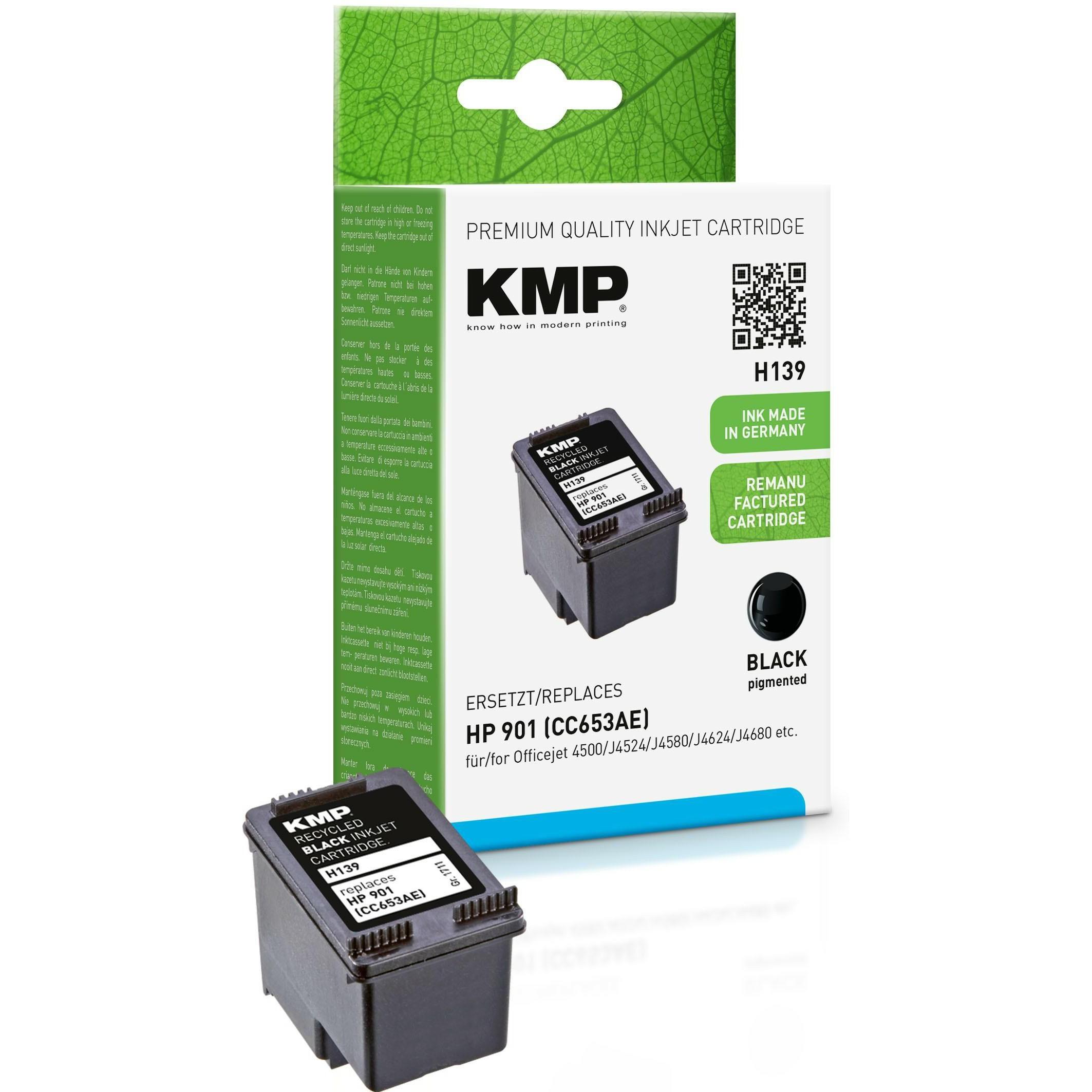 KMP, Druckerpatrone, Tinte ersetzt HP901 (CC653AE) (BK)