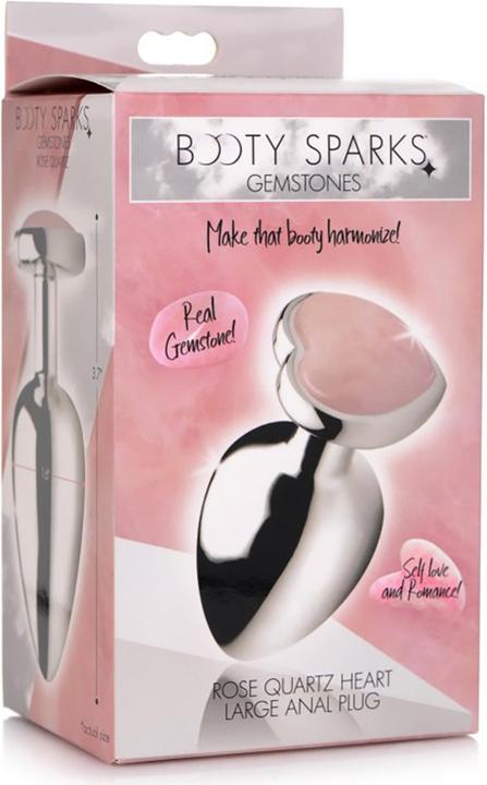 Actual product image XR Brands Gemstones Rose Quartz Heart Large Anal Plug