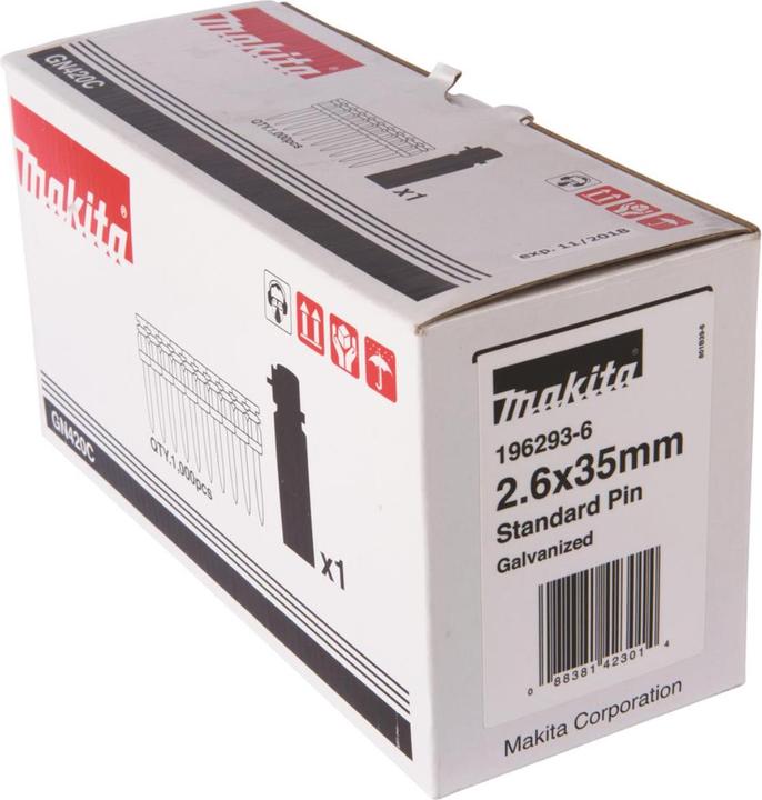 Produktbild Makita Satz Gasflasche und Nägel für Beton Standard 2,6x40mm, 1000 Stk.