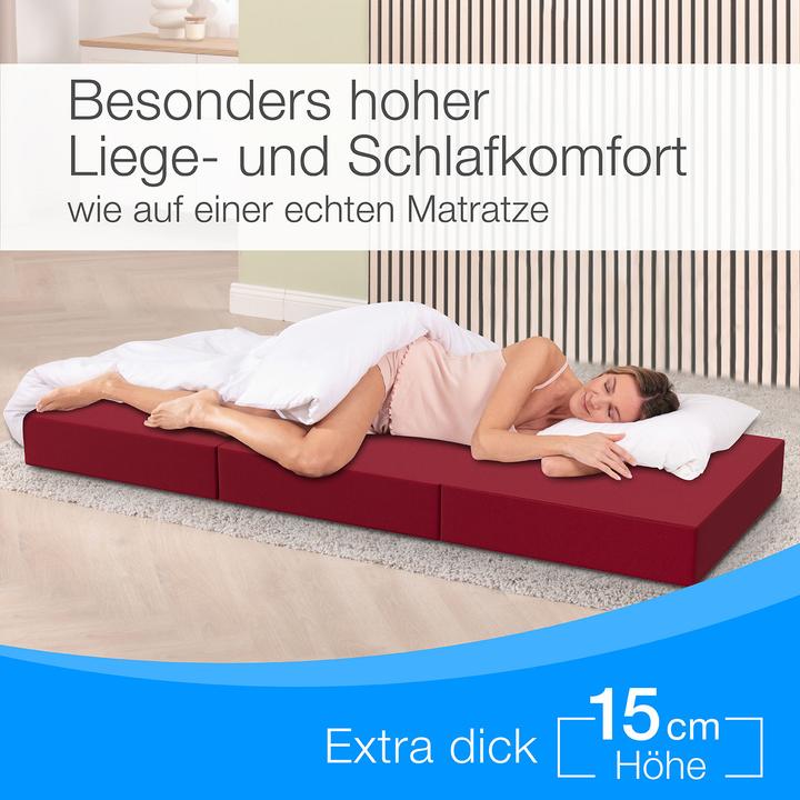 Actual product image Bestschlaf Klappmatratze, 3-teilige Faltmatratze, Reisebett, Gästematratze (90 x 200 cm, Foam core)