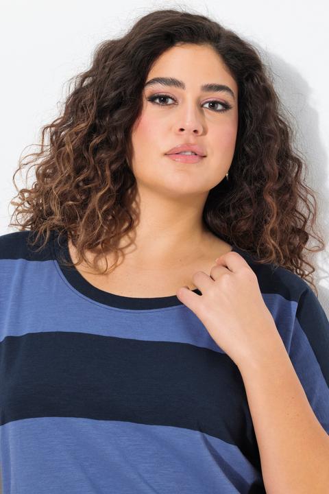 Immagine prodotto Ulla Popken T-shirt a righe con fascia nell'orlo, mezze maniche e scollo a girocollo (58)