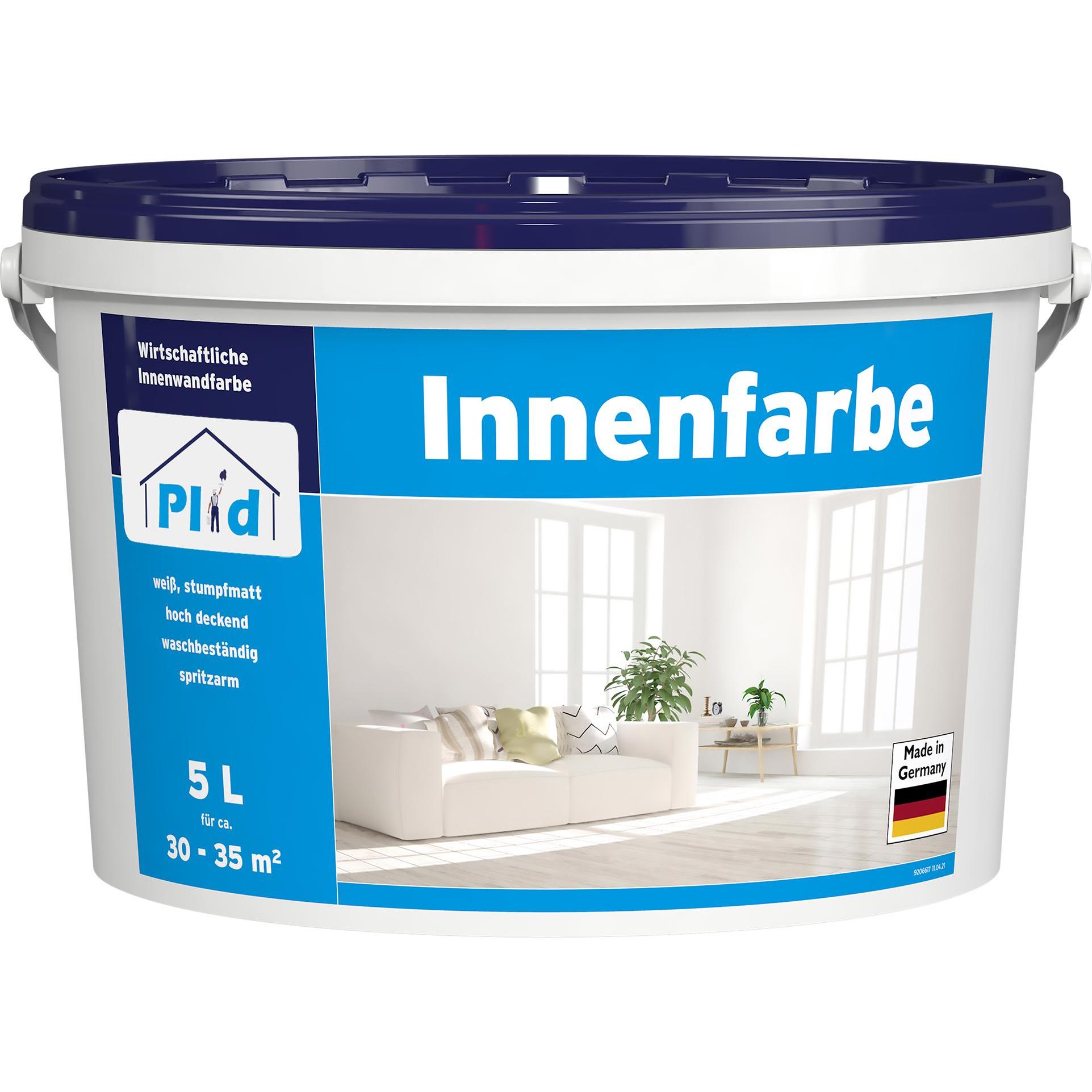 Plid, Wandfarbe + Spezialfarbe, Innenfarbe 5L Weiss Matt für ca. 35m² /Wandfarbe Deckenfarbe Farbe hohe Deckkraft (Weiss...