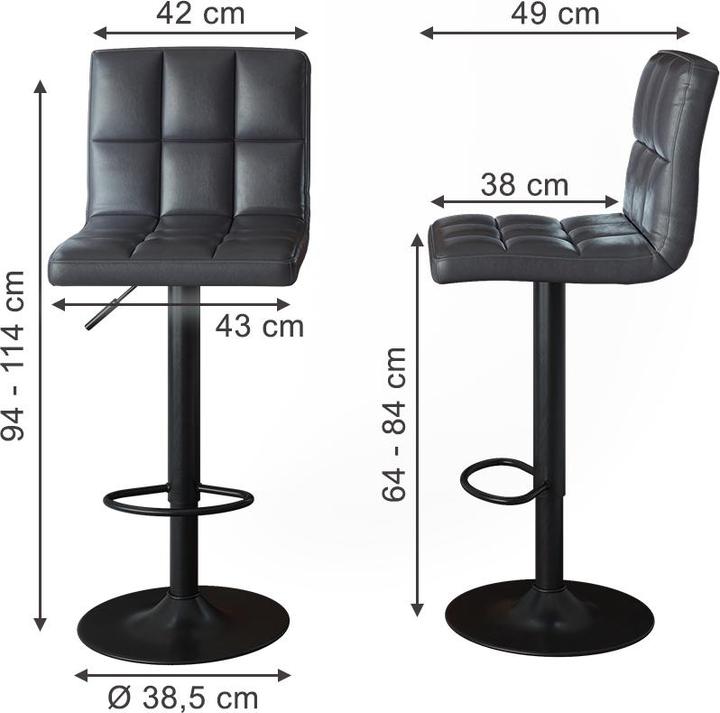 Produktbild Vicco Barhocker 2er Set Sena, Grau/Schwarz, 42 x 94 cm