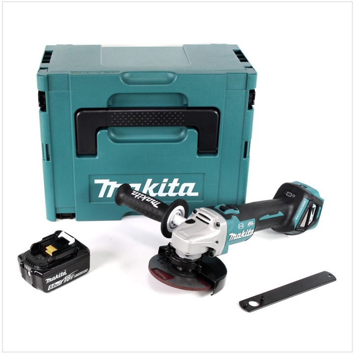 Immagine prodotto Makita DGA 513 T1J Smerigliatrice angolare a batteria 18V 125mm in valigetta Makpac + 1x Batteria 5 (125 mm)