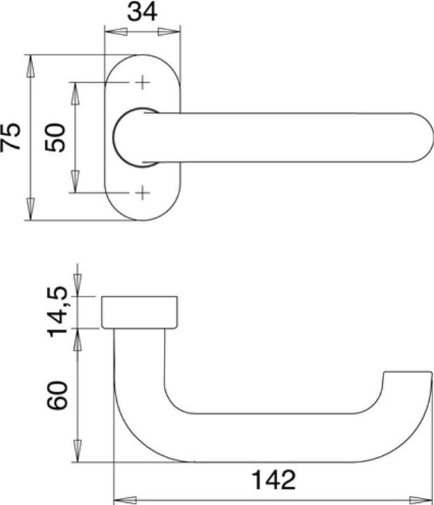 Productafbeelding EDI Brandbeveiligingshendel diafragma deel 1103/2133 roestvast staal EST recht vierkant 9 mm (Deurgreep)