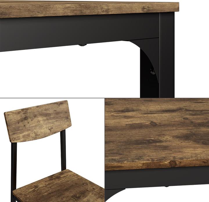 Produktbild Vicco Esstischset Fyrk, Schwarz/Eiche rustikal, 110 x 70 cm mit 4 Stühlen (110 x 75 x 70 cm)