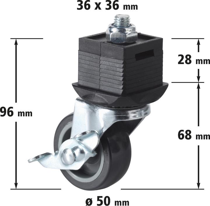 Produktbild wolfcraft wolfcraft 1 Fuss mit Rolle und Bremse, lenkbar (7.50 cm, 12 cm)