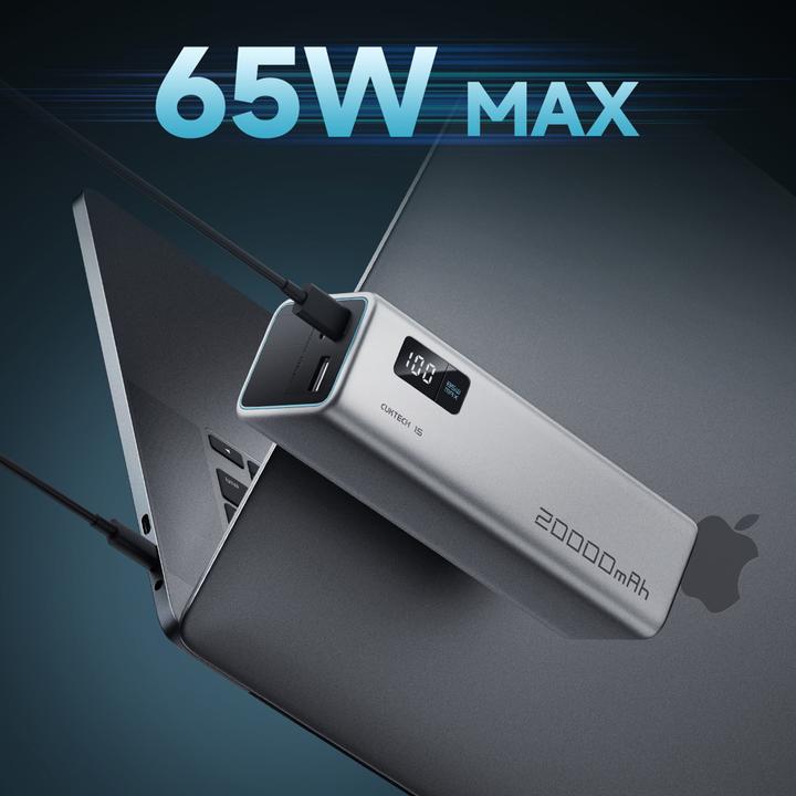 Immagine prodotto Cuktech Powerbank CUKP200XGLGR 100W 20000mAh 2 x USB-C 1 x USB-A - grau (20000 mAh, 100 W)