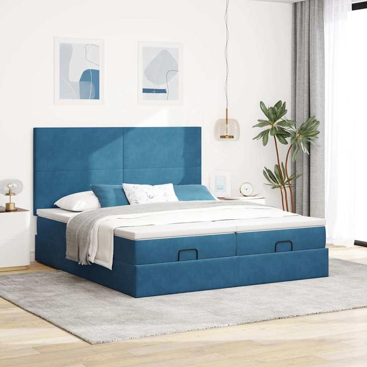 Image du produit vidaXL Ottoman-lit avec matelas bleu foncé 180x200 cm velours (180 x 200 cm)
