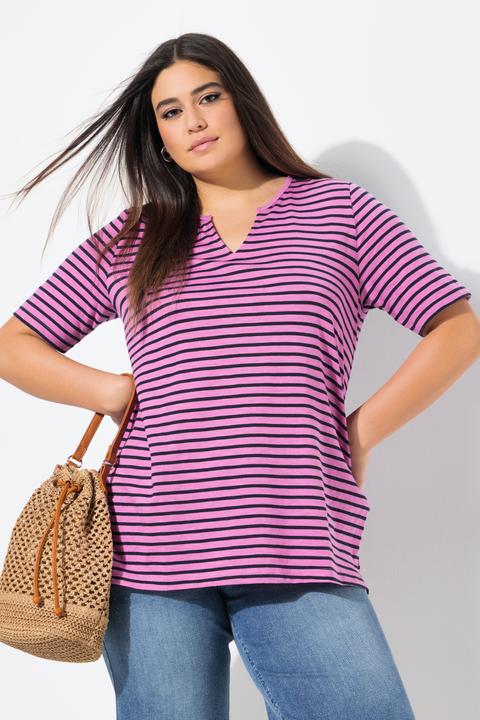 Produktbild Ulla Popken Longshirt, Ringel, A-Linie, Rundhals, Halbarm (46, 48)