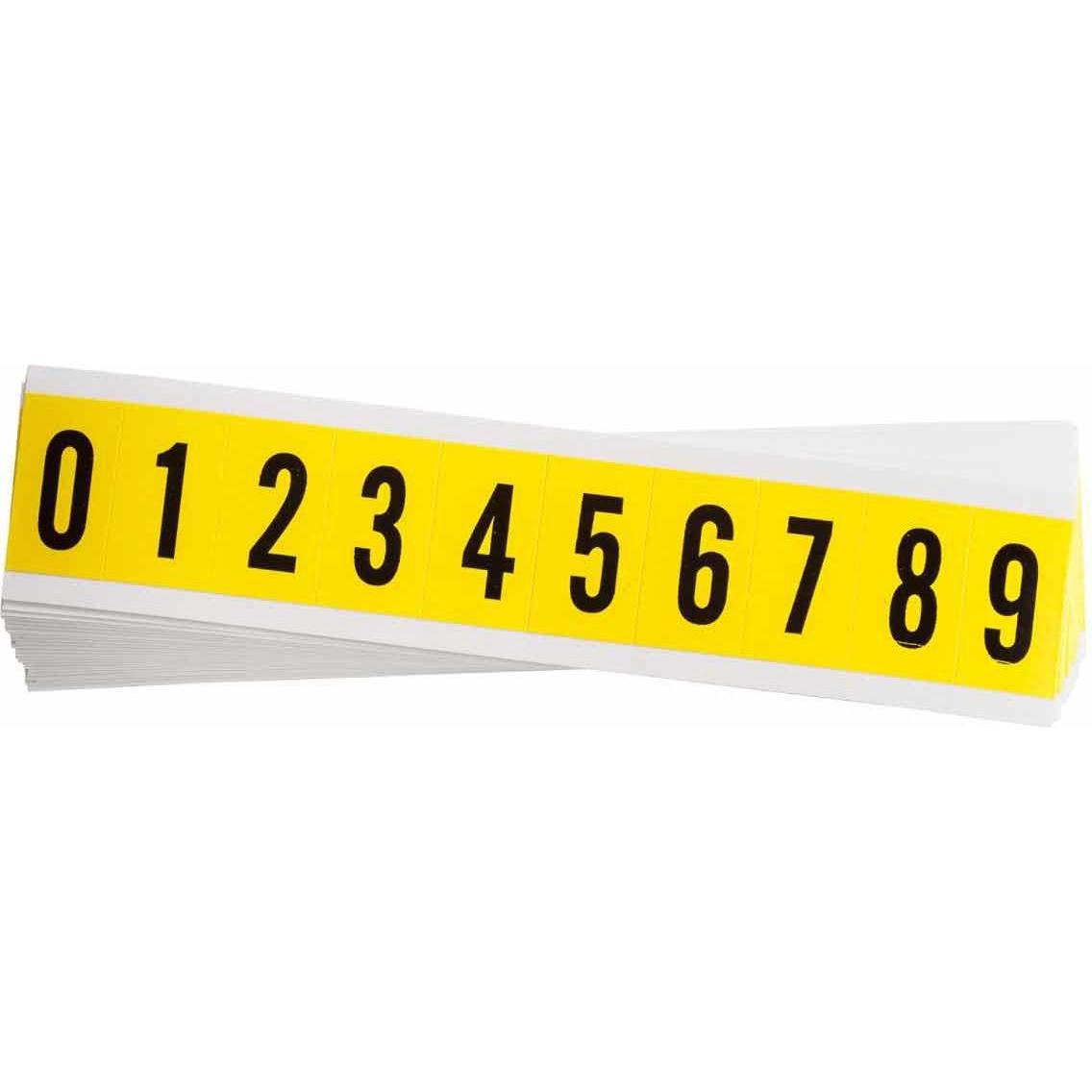 Brady, Etichette, 3430-#Kit, B-499, tessuto di nylon, etichettatura:, set di numeri (0-9), nero su giallo, 22 x 38mm